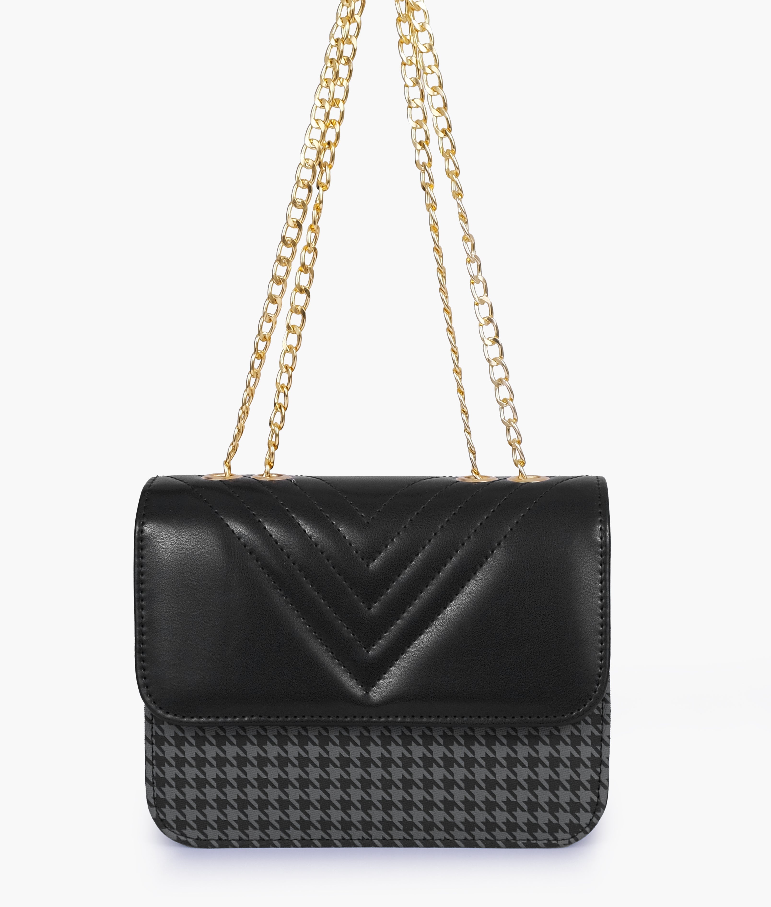RTW Creation - Grey houndstooth chain cross-body bag