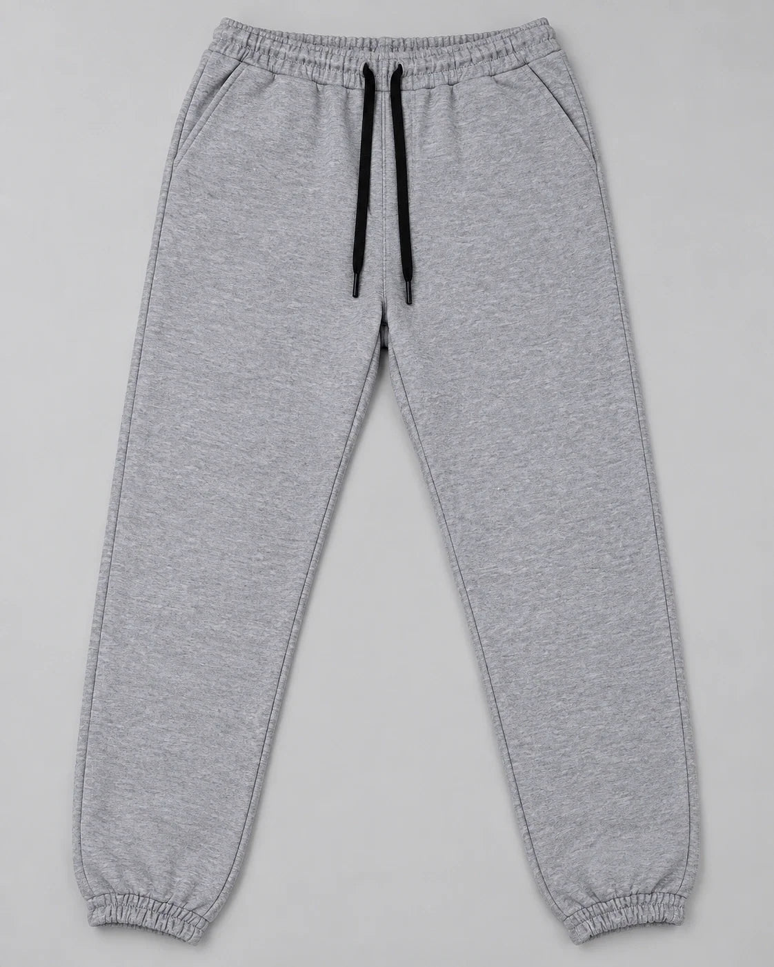Grey Jogger Pant in heather grey with black drawstrings — studio photo 5