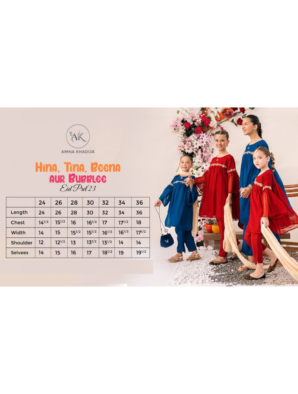 Hina,Tina, Beena aur Bubblee by Amna Khadija Eid Pret Collection'2023-HTBB-07