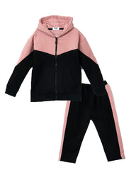 Little Bundles Stitched Kids Suit-Blush Hoodie Set