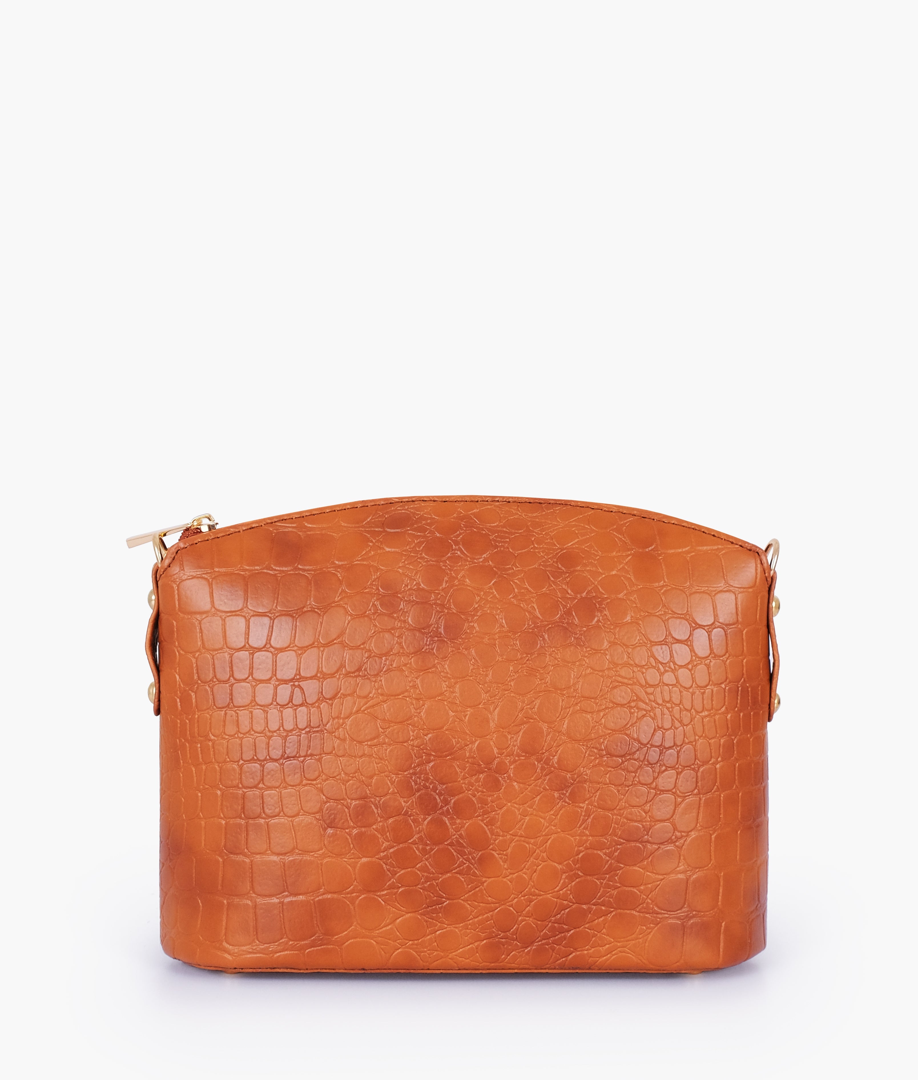 RTW Creation - Brown crocodile with chain strap cross-body bag