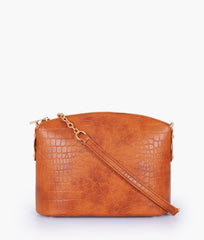 RTW Creation - Brown crocodile with chain strap cross-body bag