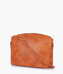 RTW Creation - Brown crocodile with chain strap cross-body bag