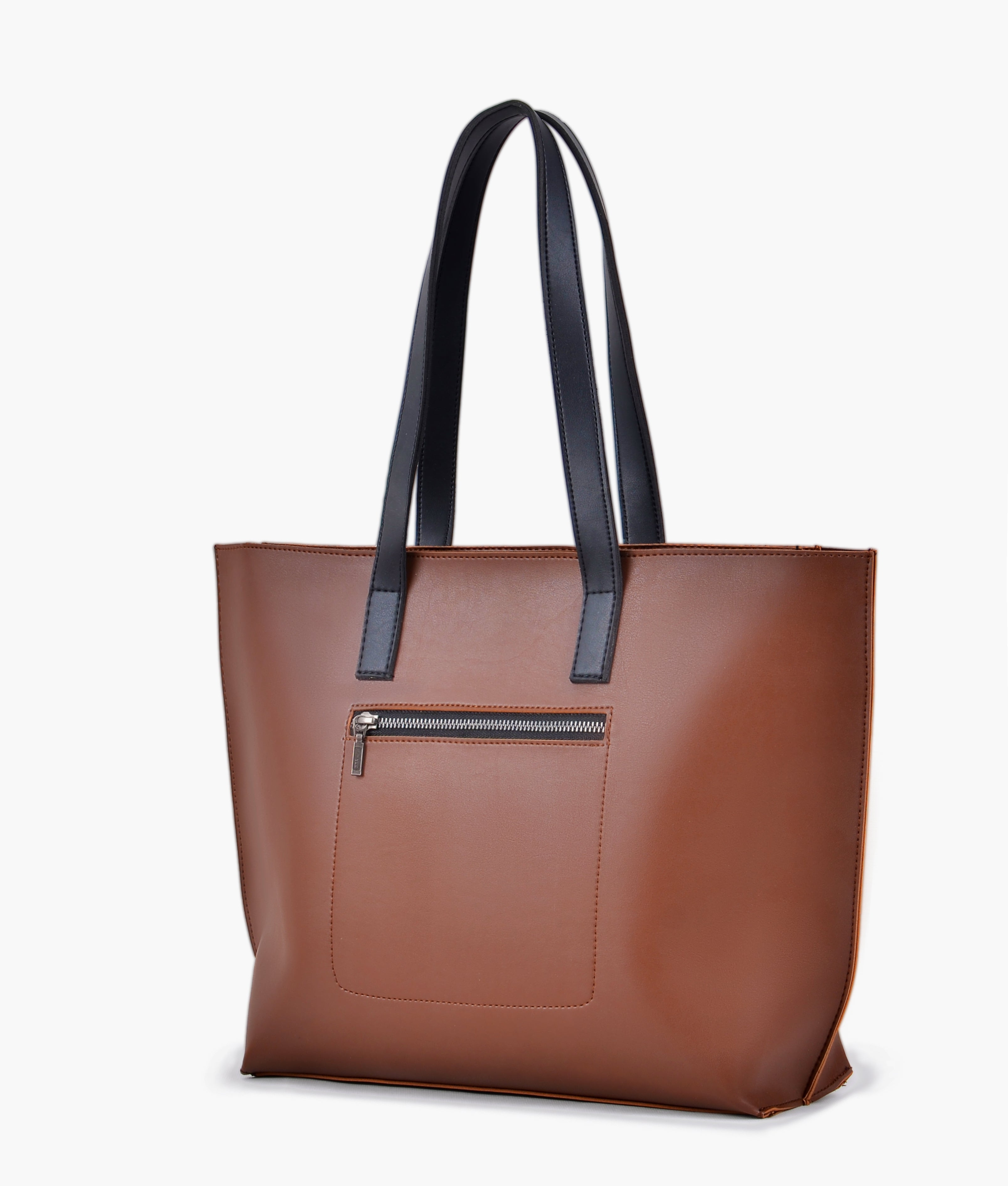 RTW Creation - Horse brown with black long handle tote bag