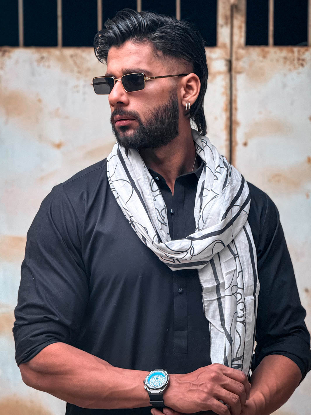 Tng By Md Men Stole Collection-Floral Stole (White - Men)