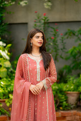 Gulaal By Al Harir Stitched 3 Piece Formals Suit-AH006-Gulaal-Peach
