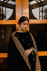 Velvet By Mannat Clothing Stitched Collection-Black Embroidered Shawl