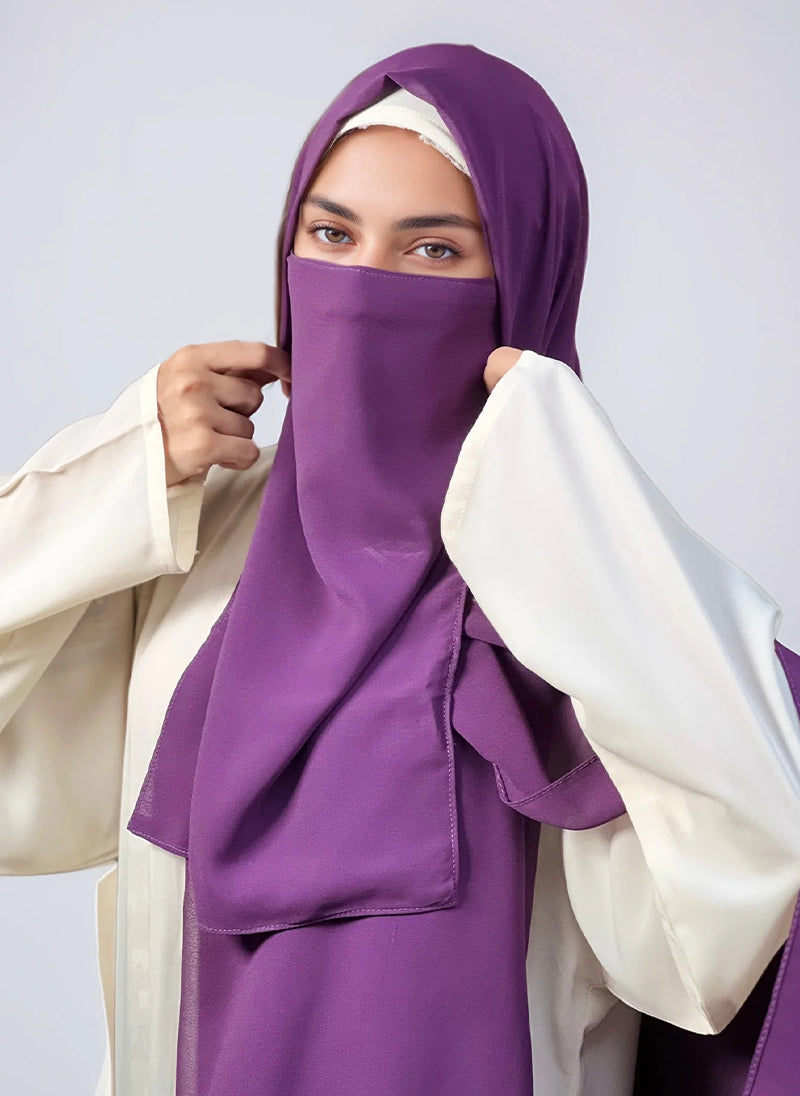 Hijab Ul Hareem Hijab & Niqab Set - Purple