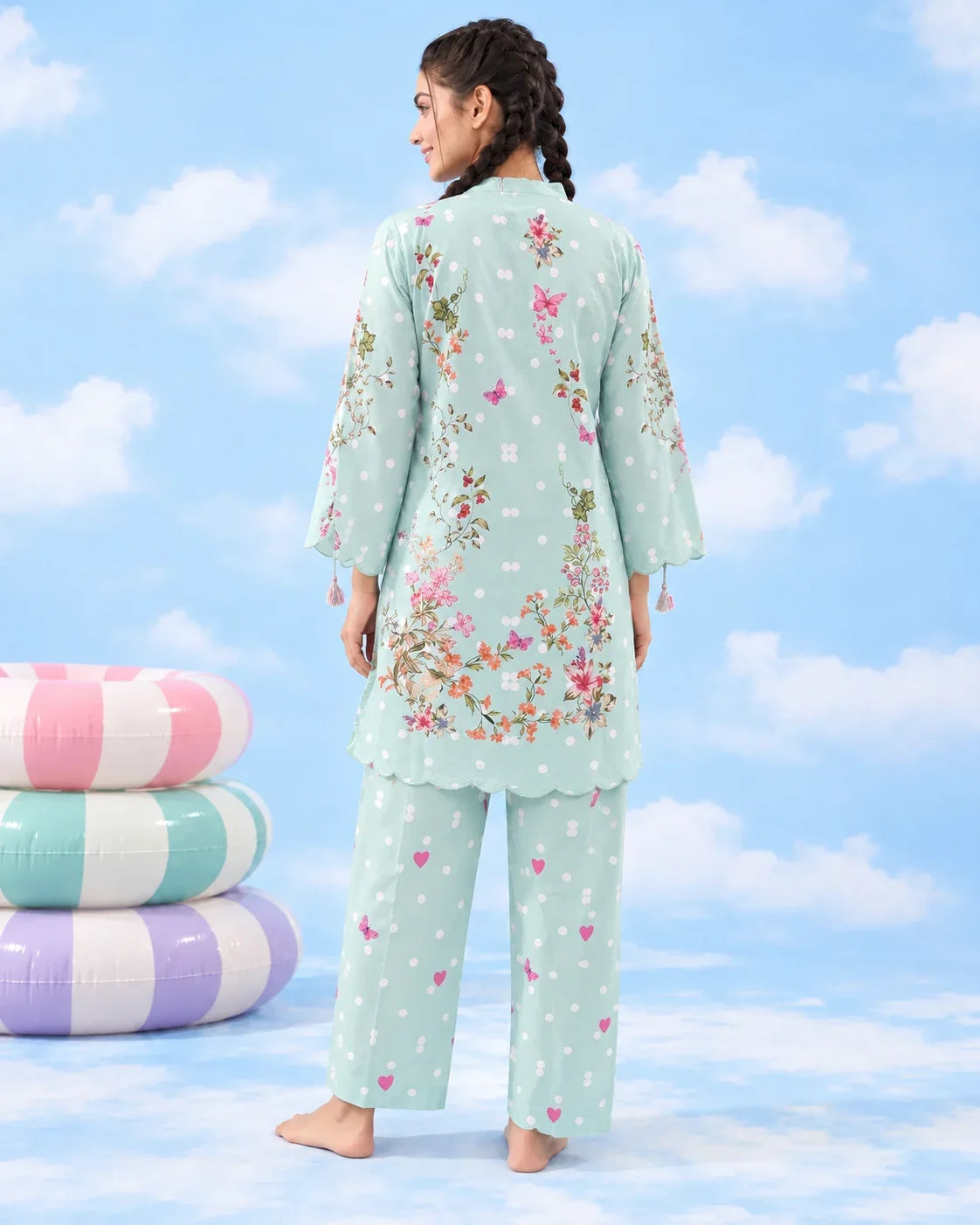 It Girl mint floral two-piece co-ord back view