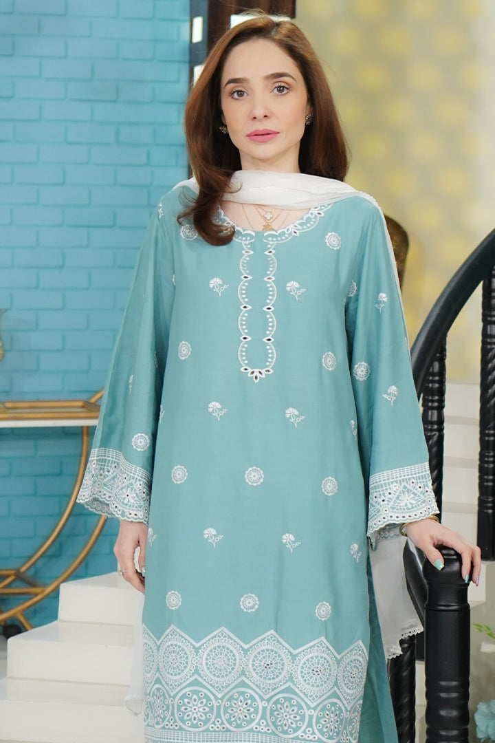 Urban Cut 2 Piece Cotton Dobby Chikankaari Embroidered Suit