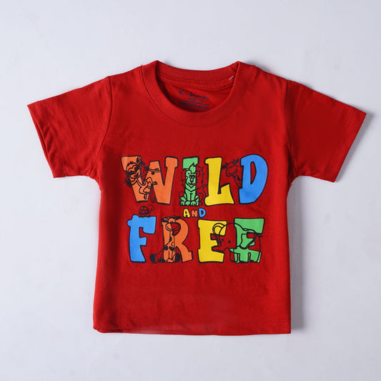 Kjunction Boys Half Sleeves-Printed T-Shirt (Wild)