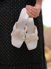 Mgs Style Slipper Collection-Lattice Knot Flats  Ivory Glow
