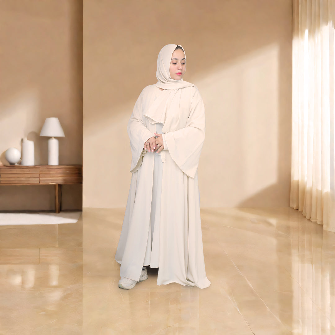 Bustangi Dual Elegance Cream Abaya