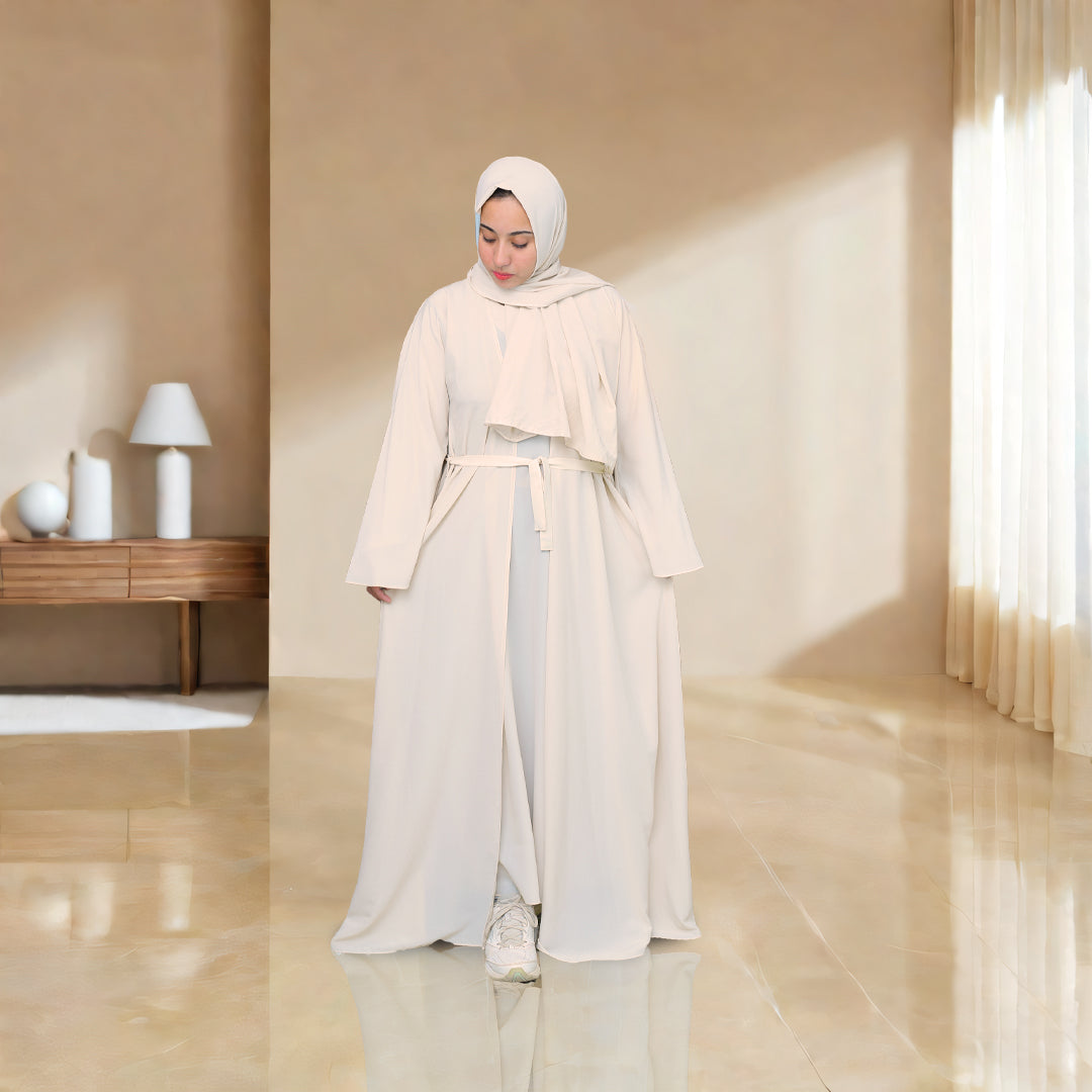 Bustangi Dual Elegance Cream Abaya