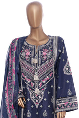 Bin Saeed Stitched 3 Piece Luxury Emb Lawn With Contrass Emb Shalwar & Bellbottom Suit-LF-3202-BLACK