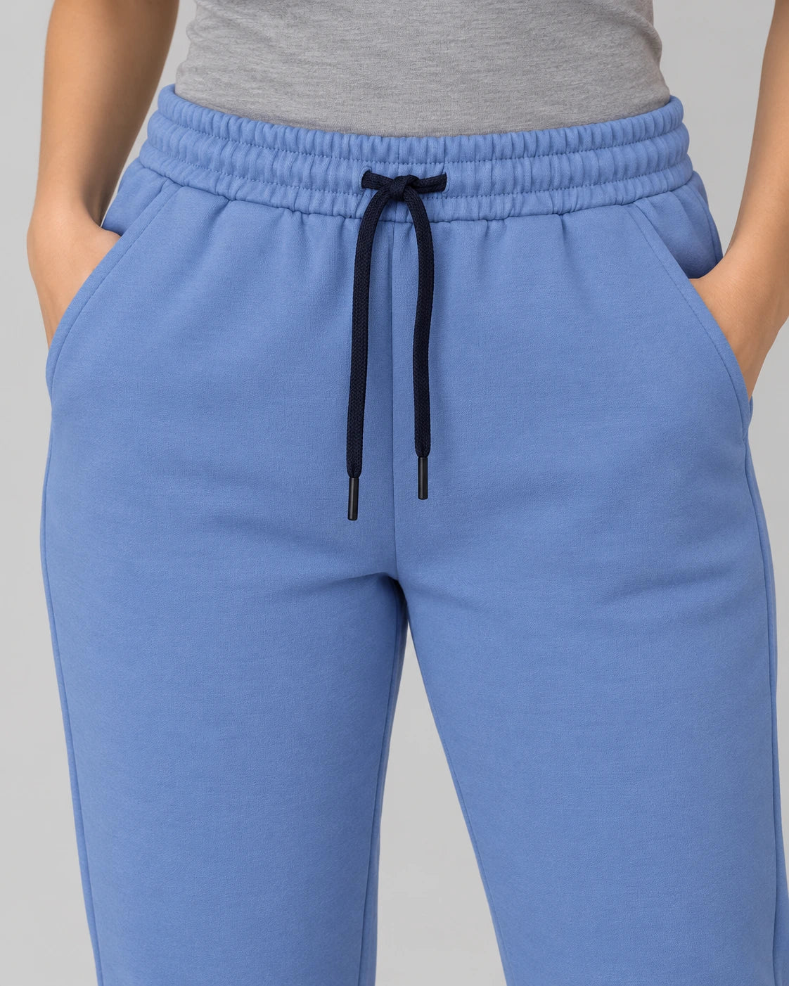 Light Blue Jogger Pant with dark navy drawstrings — studio photo 5