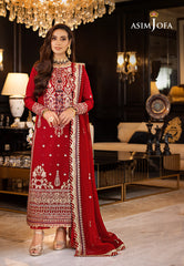 Asim Jofa Rang e Noor Ajrn-26 Embroidered Lawn Silk 3 Pcs