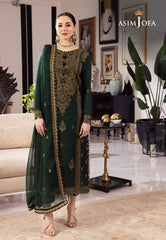 Asim Jofa Rang e Noor Ajrn-18 Embroidered Lawn Silk 3 Pcs
