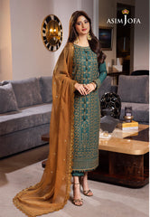 Asim Jofa Rang e Noor Ajrn-11 Embroidered Lawn Silk 3 Pcs