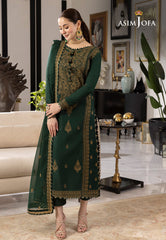 Asim Jofa Rang e Noor Ajrn-18 Embroidered Lawn Silk 3 Pcs