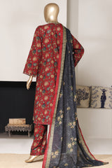 Bin Saeed Stitched 3 Piece Exclusive Printed Lawn Vol-03 Suit-LSM-2793-MEHROON