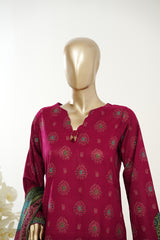 Bin Saeed Stitched 3 Piece Exclusive Printed Lawn Vol-10 Suit- LSM-2958-MAROON