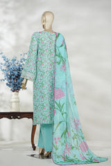 Bin Saeed Stitched 3 Piece Exc Emb Lawn Long Length Suit-LSM-3046-FEROZI-S
