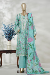 Bin Saeed Stitched 3 Piece Exc Emb Lawn Long Length Suit-LSM-3046-FEROZI-S