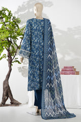 Bin Saeed Stitched 3 Piece Exc Emb Lawn Long Length Suit-LSM-3047-BLUE-S