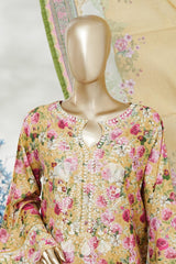 Bin Saeed Stitched 3 Piece Exc Emb Lawn Long Length Suit-LSM-3049-YELLOW