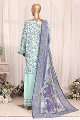 Bin Saeed Stitched 3 Piece Printed Lawn With Farshi Shalwar Vol-03 Suit-LSM-3341-FEROZI