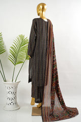 Bin Saeed Stitched 3 Piece Exclusive Printed Lawn Vol-16 Suit-LSM-3370-BLACK