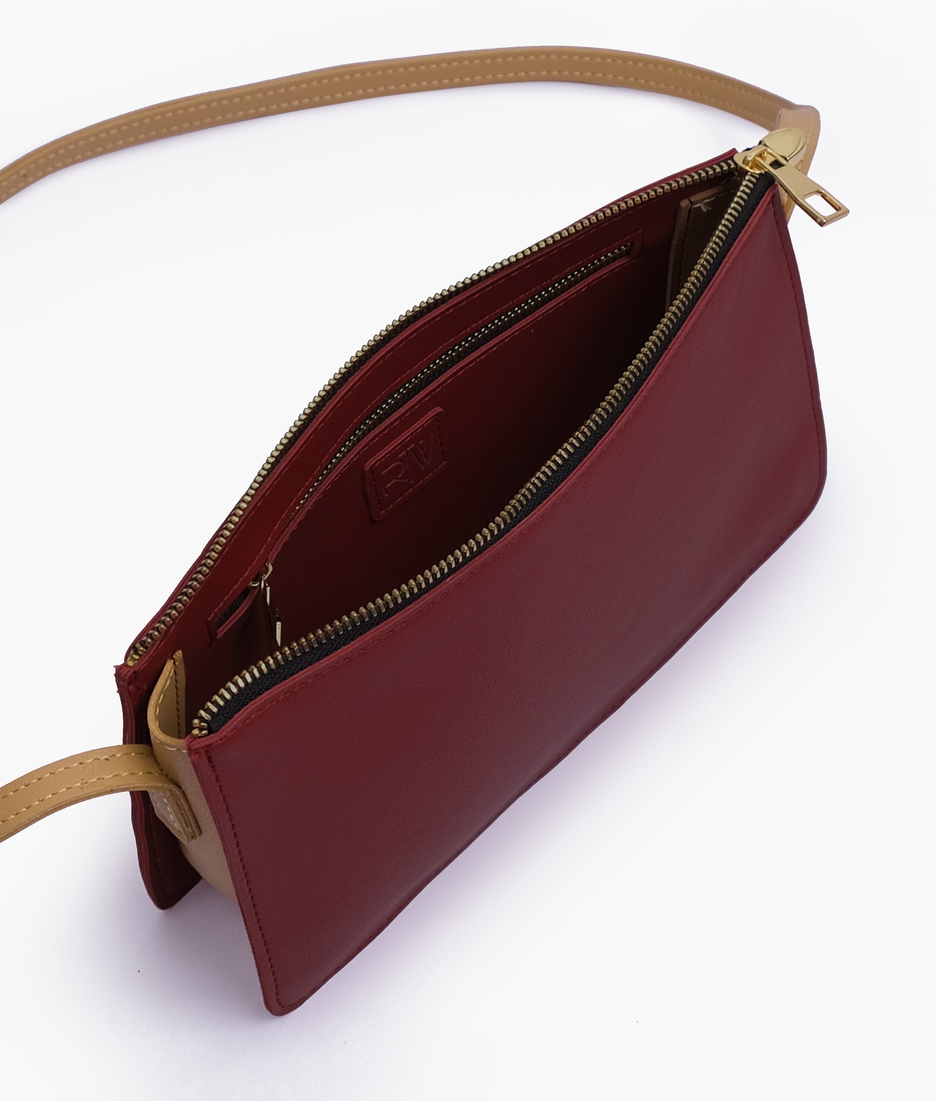 RTW Creation - Maroon and coffee flat purse
