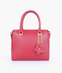 RTW Creation - Maroon handbag with flower charm