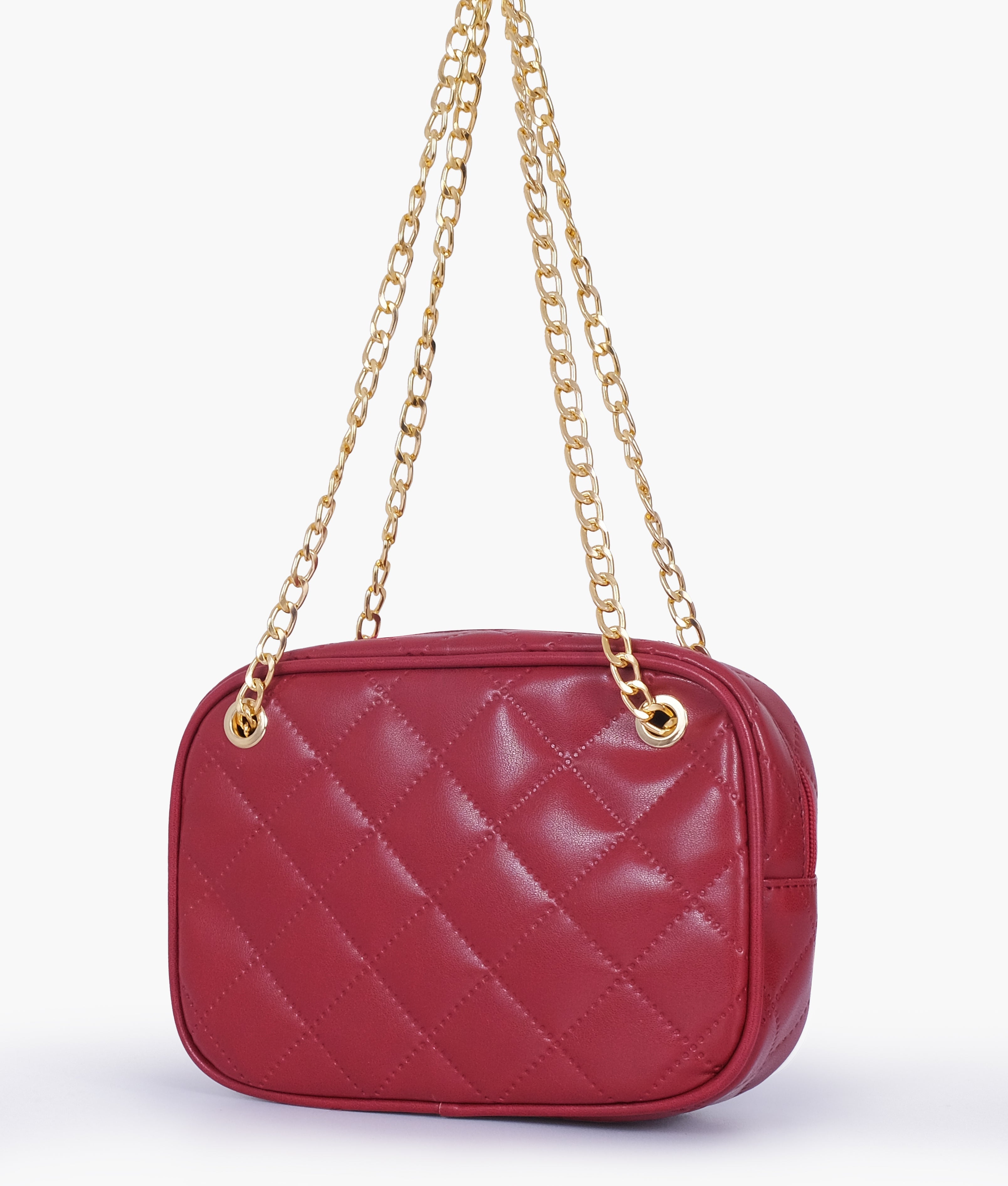 RTW Creation - Maroon quilted rectangle cross-body bag