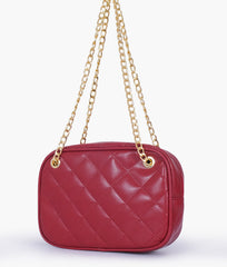 RTW Creation - Maroon quilted rectangle cross-body bag