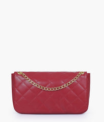 RTW Creation - Maroon quilted small shoulder bag with chain