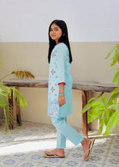 Khanak Stitched Kids-Light Blue Embroidered 2Pcs Suit KST 129