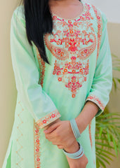 Khanak Stitched Kids-Tea Green Embroidered 2Pcs Suit KST 128