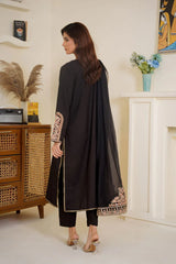 Gulbahar By Arha Eman Stitched Summer Collection'2025-Midnight Muse – Black Embroidered 3 Piece Suit