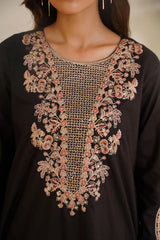 Gulbahar By Arha Eman Stitched Summer Collection'2025-Midnight Muse – Black Embroidered 3 Piece Suit