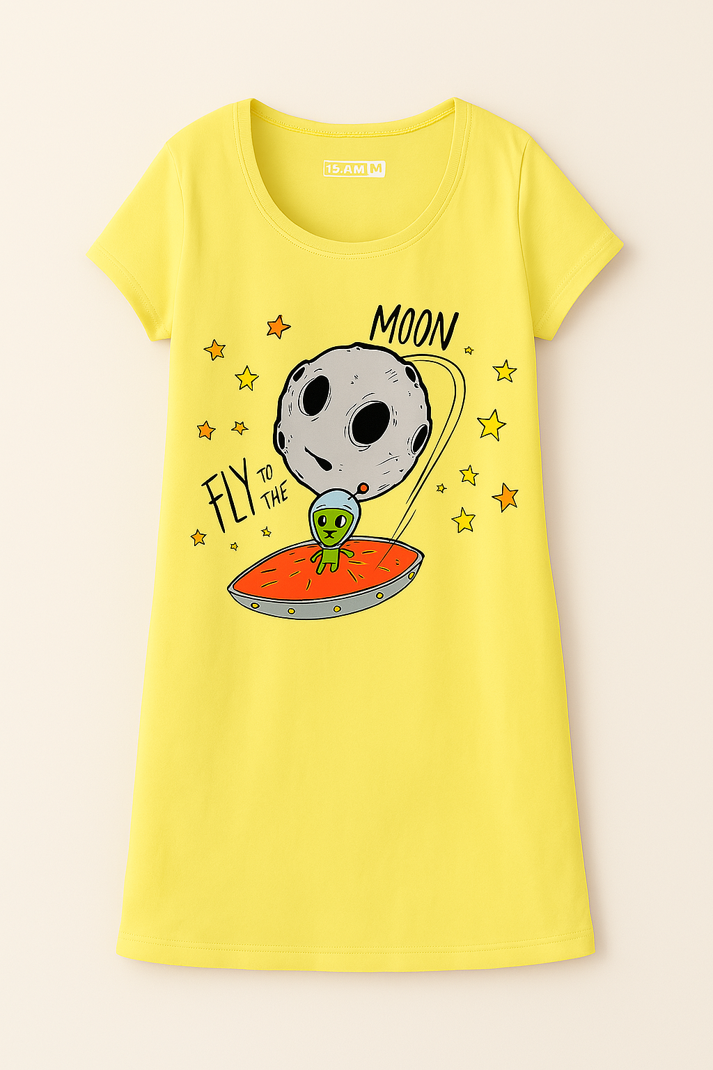 12 AM By Khawar Latif Fly to the Moon Long shirt