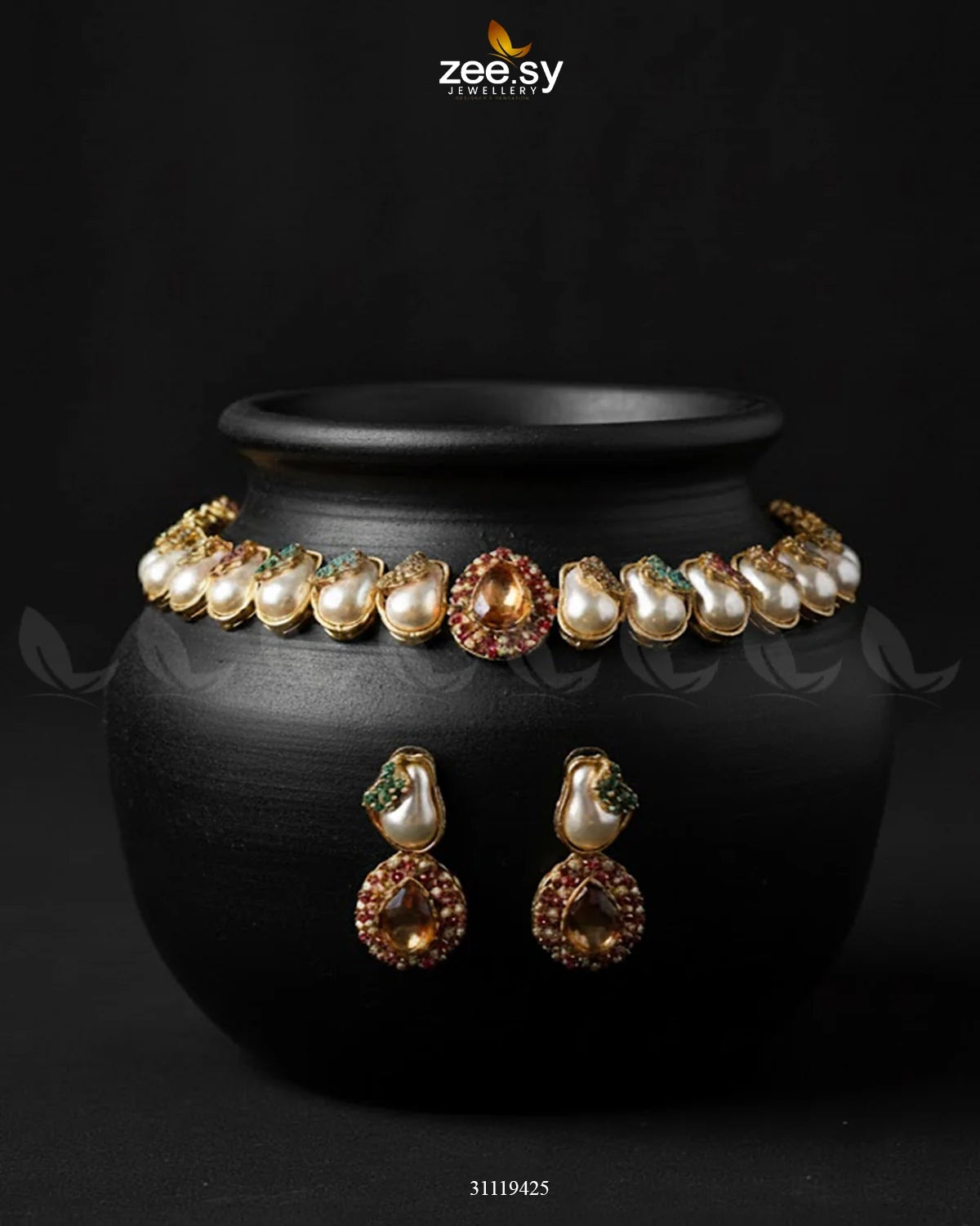 Keystone Choker Necklace Set Multi - Zeesy Jewellery