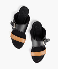 RTW Creation - Mustard and black buckle-up flats