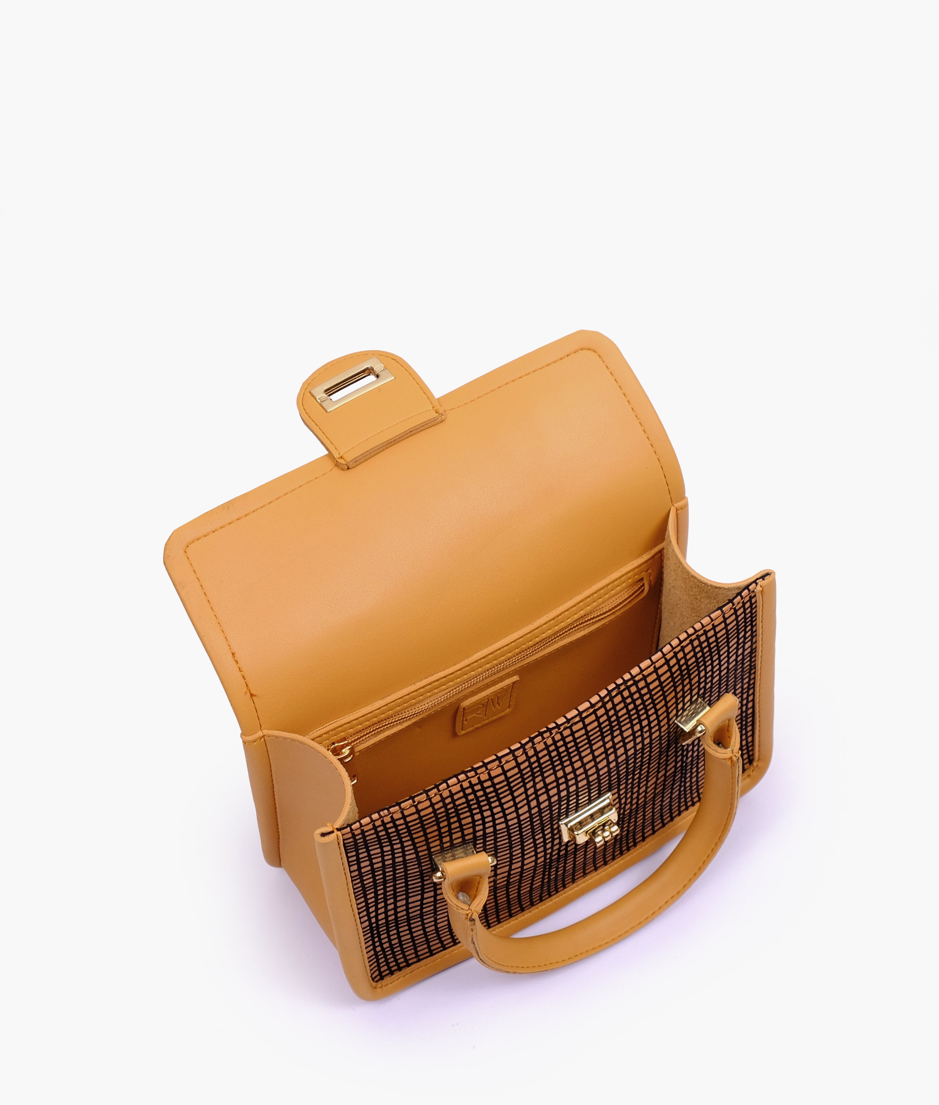 RTW Creation - Mustard patterned cross-body with flap