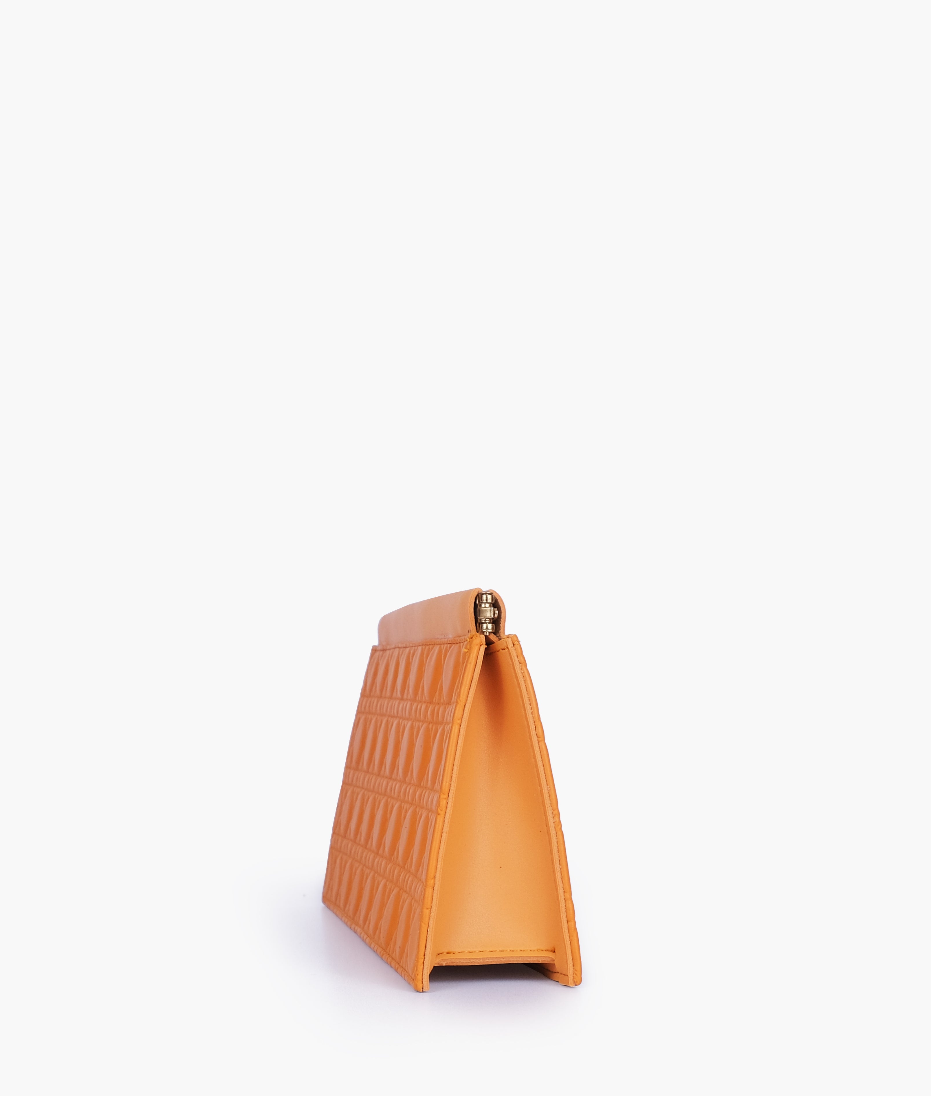 RTW Creation - Mustard quilted evening clutch with snap closure