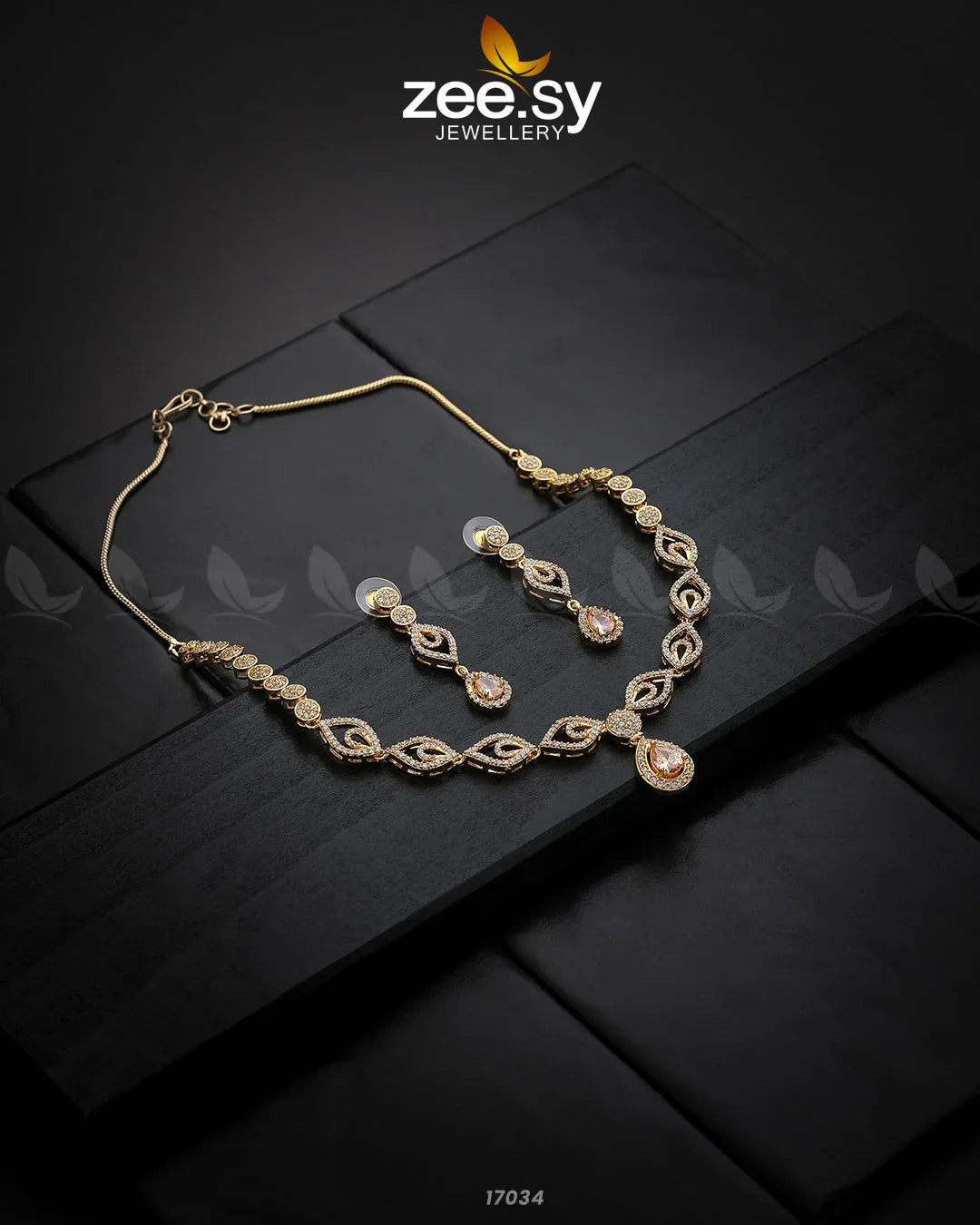 Exquisite Necklace Golden Champagne - Zeesy Jewellery