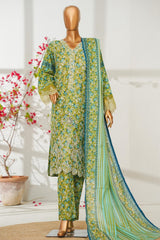 Bin Saeed Stitched 3 Piece Exclusive Emb Lawn Vol-02 Suit-NSM-2817-GREEN
