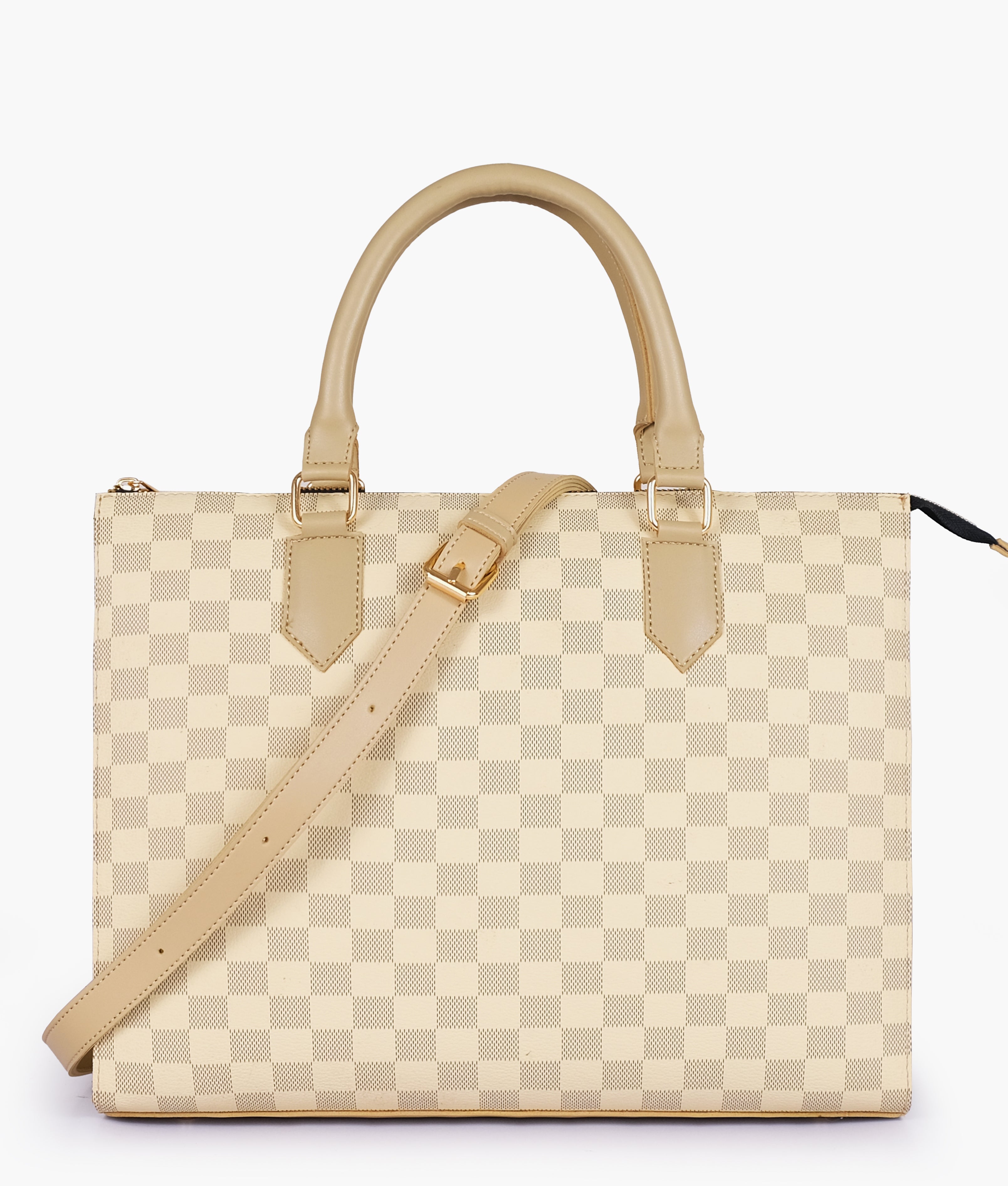 RTW Creation - Off-white checkered on-the-go handbag