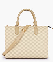 RTW Creation - Off-white checkered on-the-go handbag